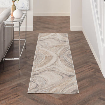 Brushstrokes BSK03 Cream/Grey Runner-Nourison-Rug Love - The Most Loved Rug Store